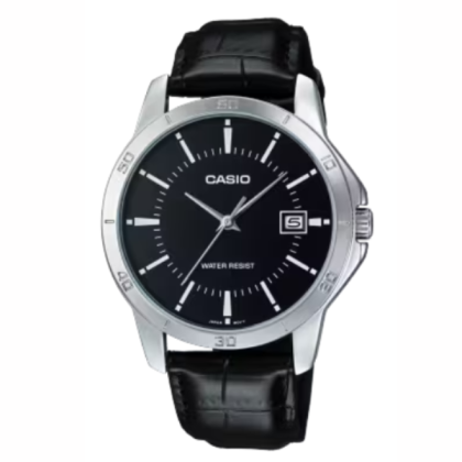 Casio General MTP-V004L-1A Black Leather Band Men Watch